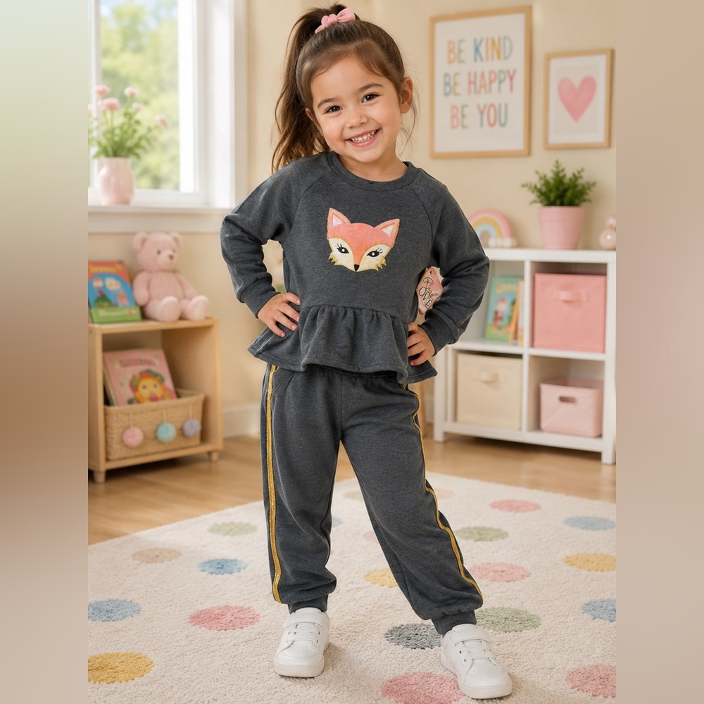 Fox peplum gray sparkle lounge suit